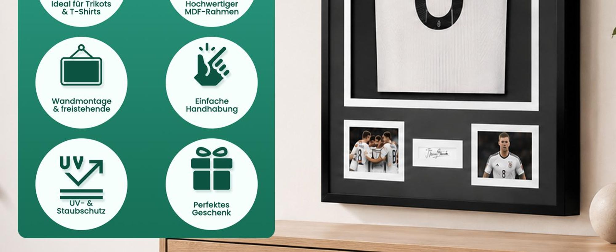 Avalo Objektrahmen Aluminium - Einrahmung Fußballtrikot - 3D Box Frame - 60x80 CM - Schwarz - Deep Frame - Trikot Einrahmung in Bilderrahmen