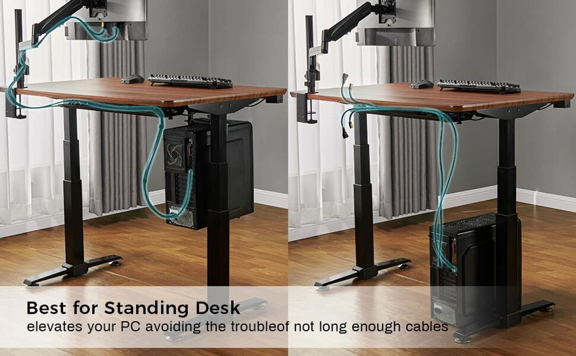 EUREKA ERGONOMIC PC Halterung Verstellbar Höhe und Breite 360° Drehbar Computer Ständer Untertisch Computerhalterung