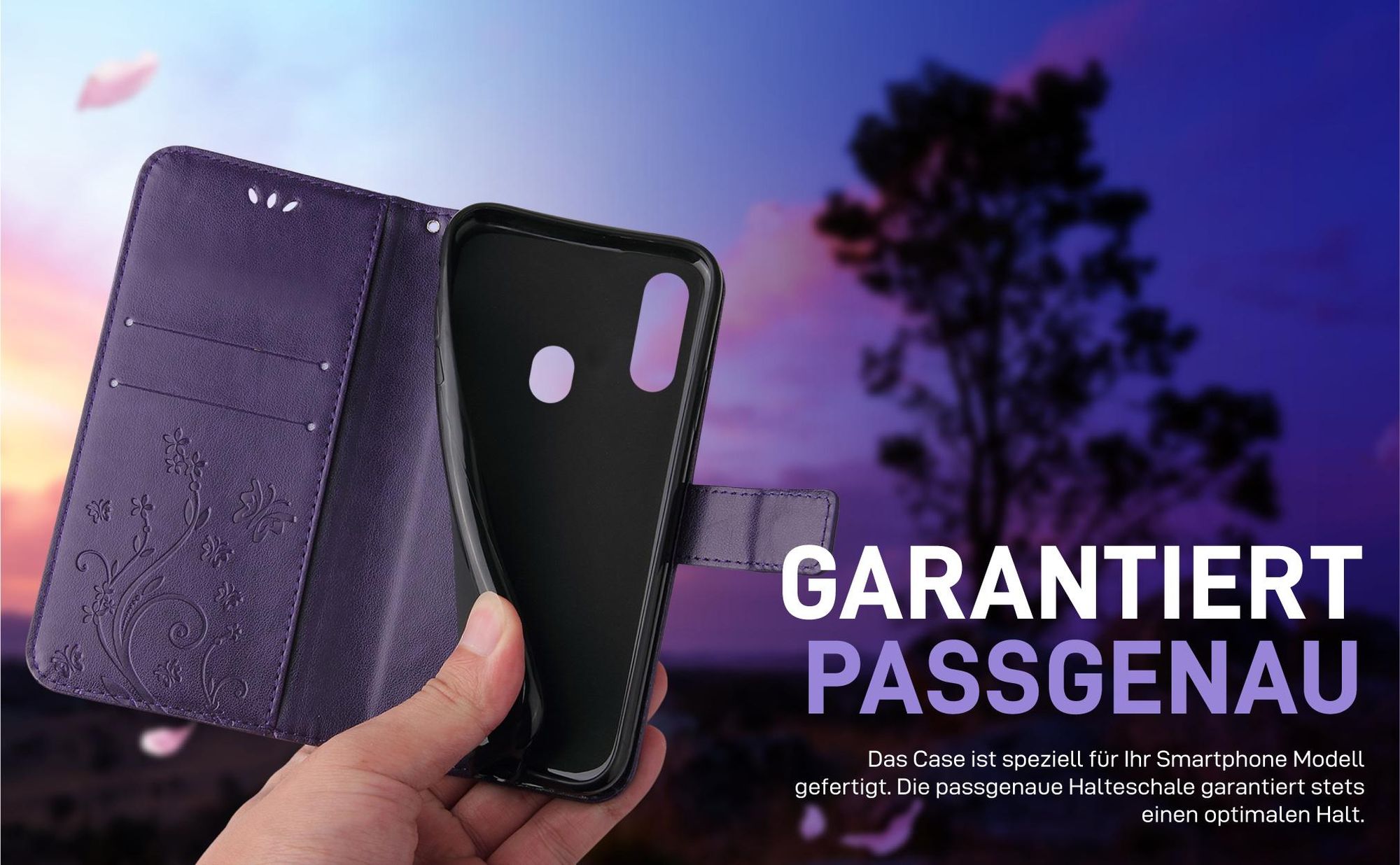 Violette Klapphülle für Samsung Galaxy A20e mit präziser Passform und sicherem Halt