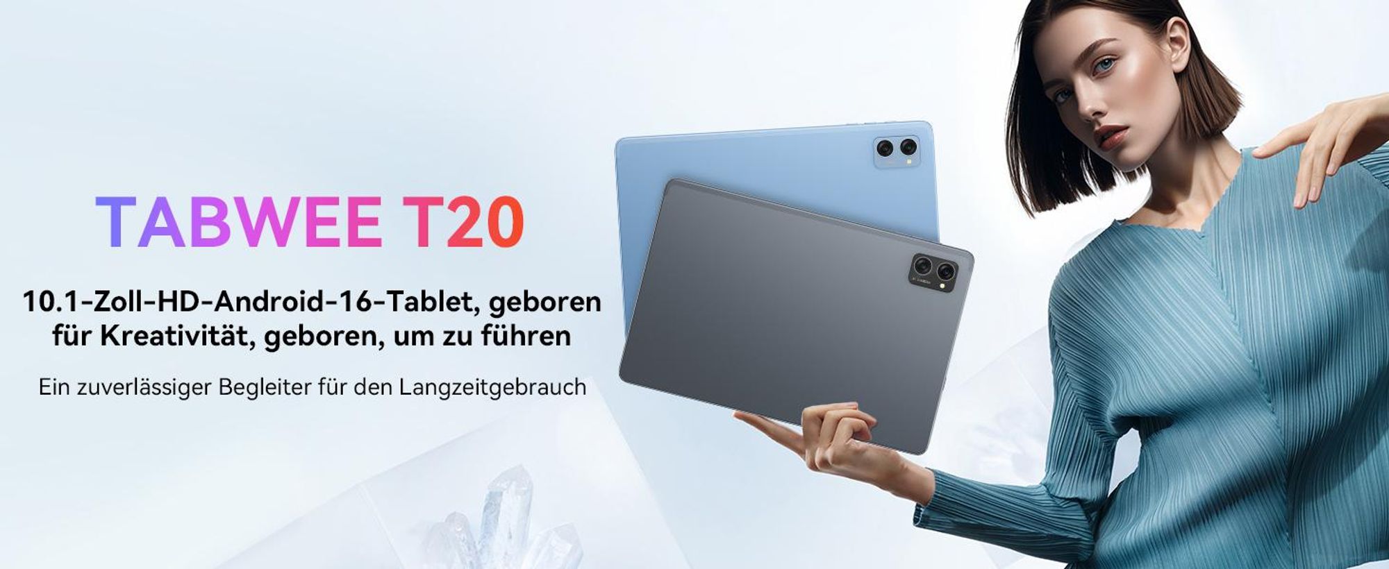 TABWEE T20 Android 16 Tablet 10.1 Zoll, 24GB(8+16) RAM+256GB ROM(2TB TF) mit Zubehör Tablet-PC, Widevine L1, 5G WiFi, Gemini Al