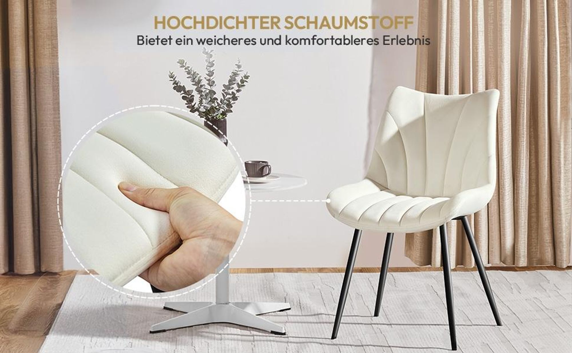 Yaheetech Moderne Esszimmerstühle, 2er Set, mit Metallbeinen, Designer-Stuhl, Beige
