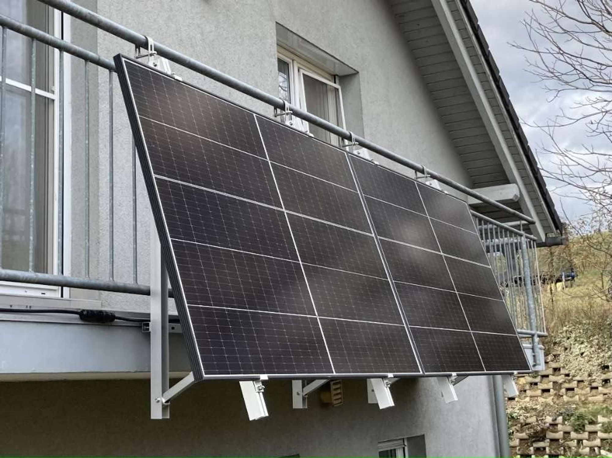 Für 2 Solarmodule Premium Montageset PV Halterung 114CM Balkongelände Balkonkraftwerk Halterung Aufständerung Balkon Geländer Rund