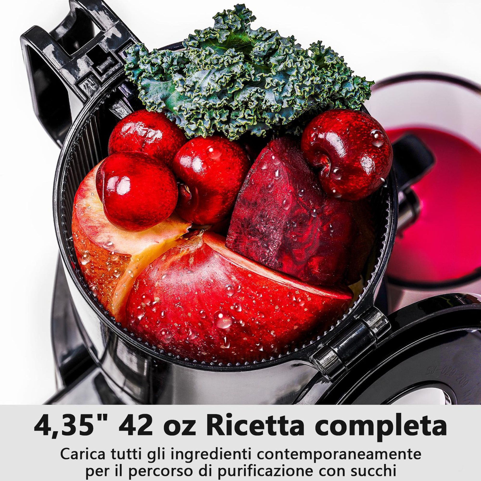 LINKChef SJ-051-EU-BL Lento Spremiagrumi -  Potenza 200W Ampia capacità 1.2L Doppi vassoi di alimentazione Facile da pulire - Nero