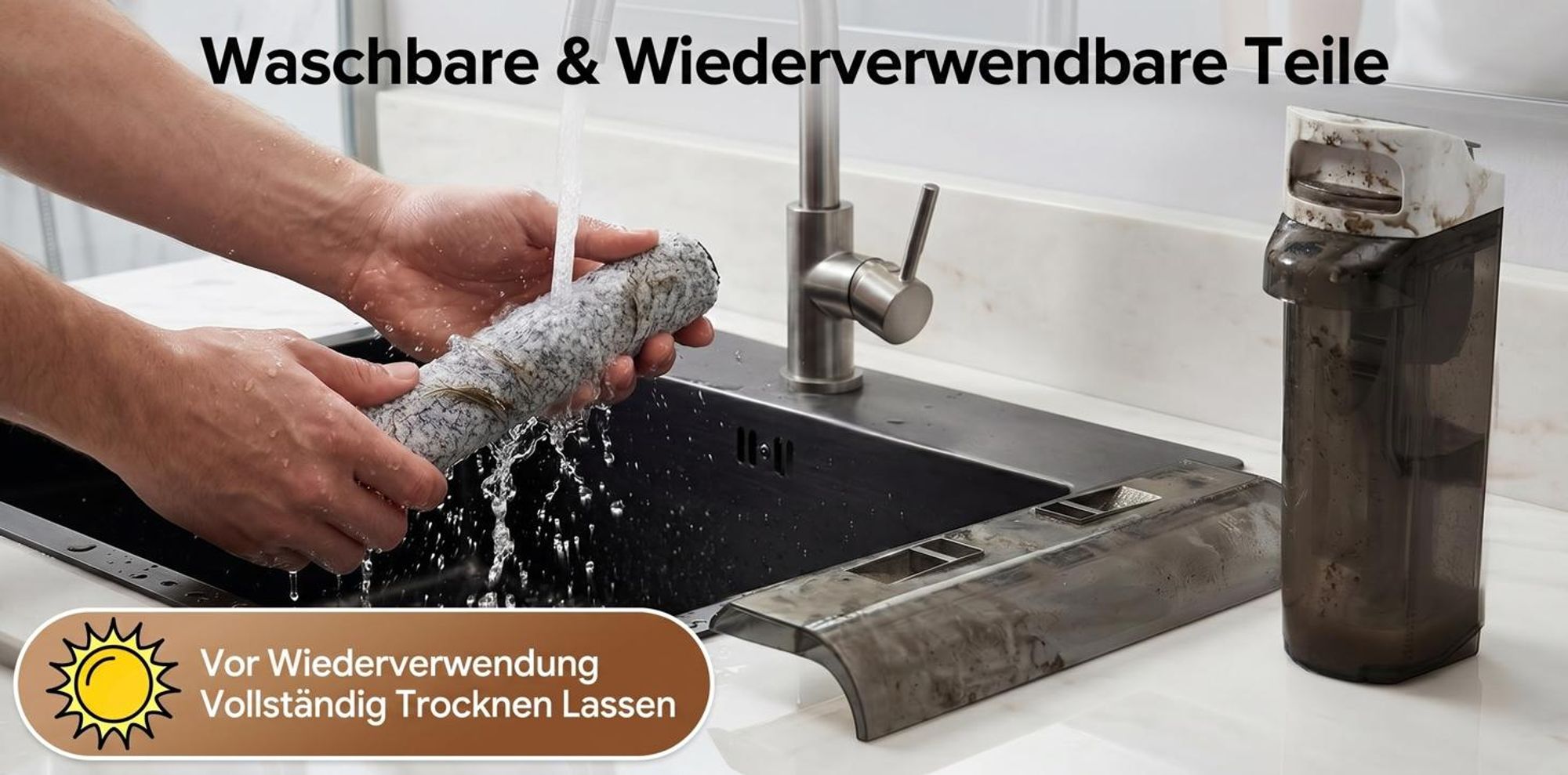 Lubluelu T6 Akku Nass-Trockensauger 16kPa, 1L Doppel-Wassertank, 33Min, Kantenreinigungsbürste, Automatische Selbstreinigung, Hartboden & Tierhaare