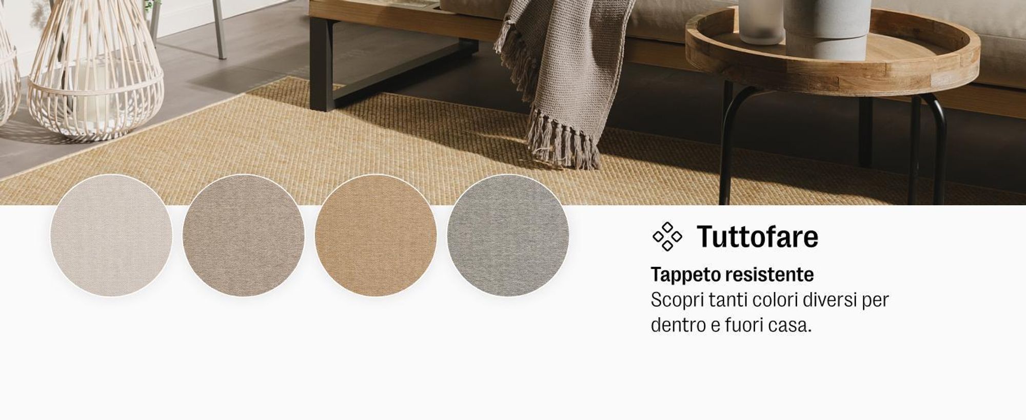 benuta tappeto da interno ed esterno Iowa Taupe 300x300 cm soggiorno quadrato tinta unita moderno pelo corto scandinavo
