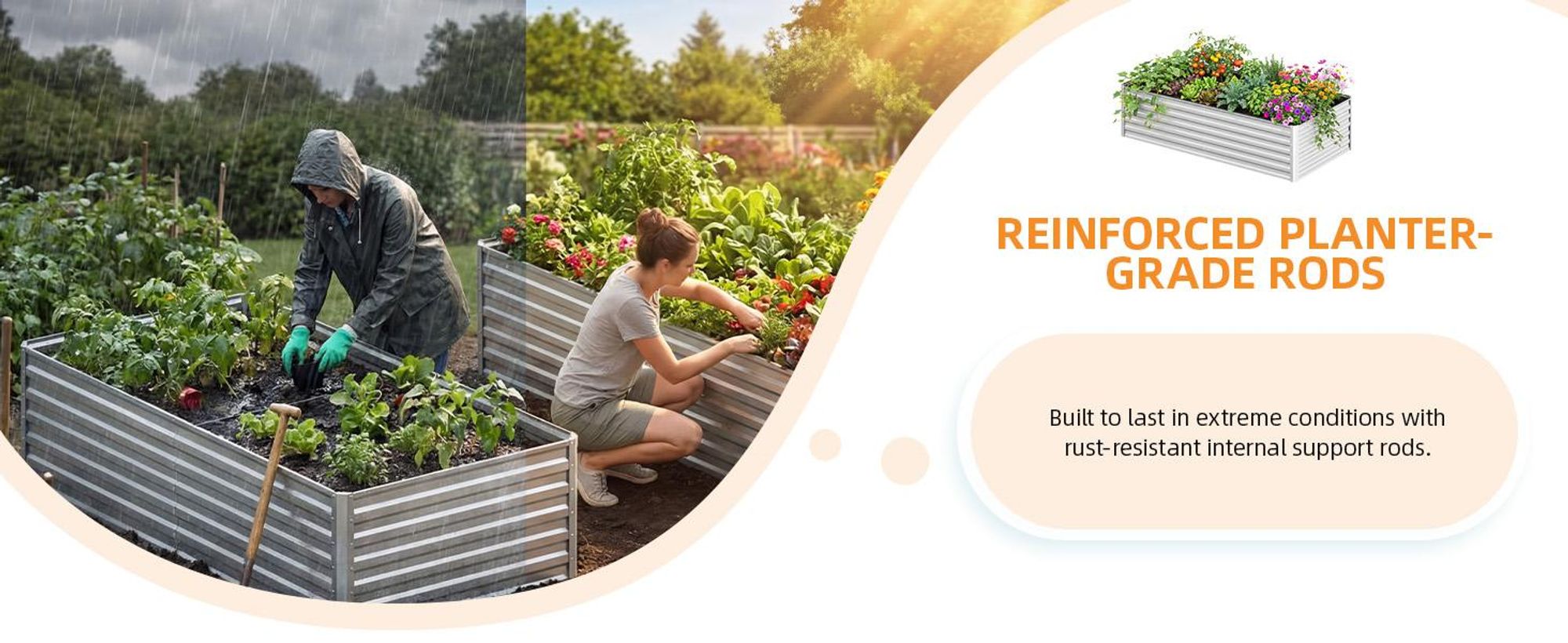 2er-Set Hochbeet 178*89*54cm,  Metall Gartenbeet, Pflanzkasten verzinkt stabil & wetterfest, Silber