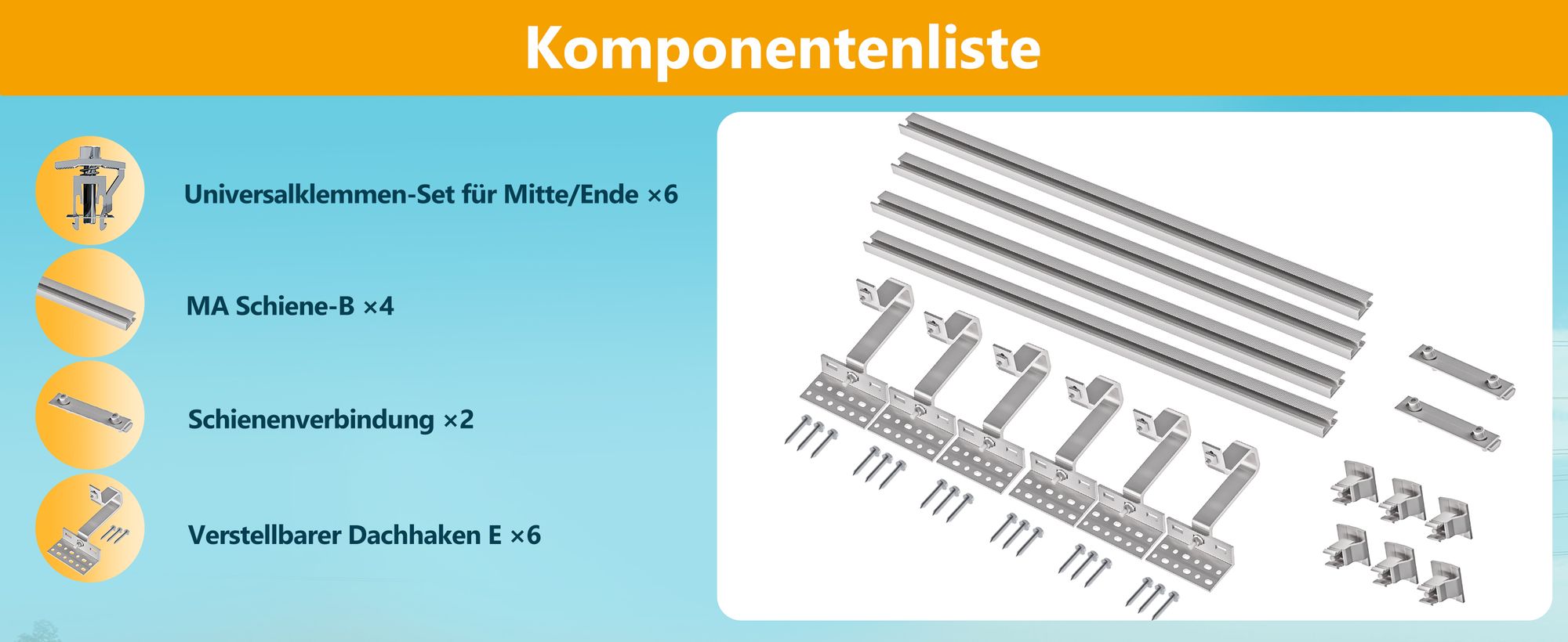 Balkonkraftwerk Halterung Ziegeldachhalterung für 2 Solarmodule Solarpanel Halterung für 28-46mm dicke Module, 0% MwSt.