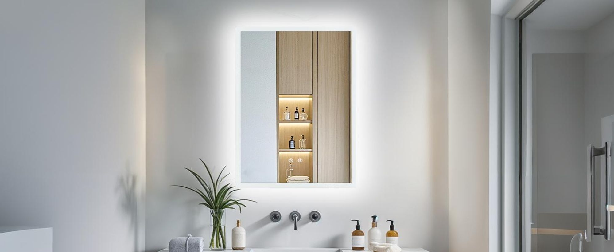 WISFOR Badspiegel mit Beleuchtung beschlagfrei 60 x 80 cm, LED Badspiegel Lichtspiegel Wandspiegel mit Touch-schalter Dimmbar