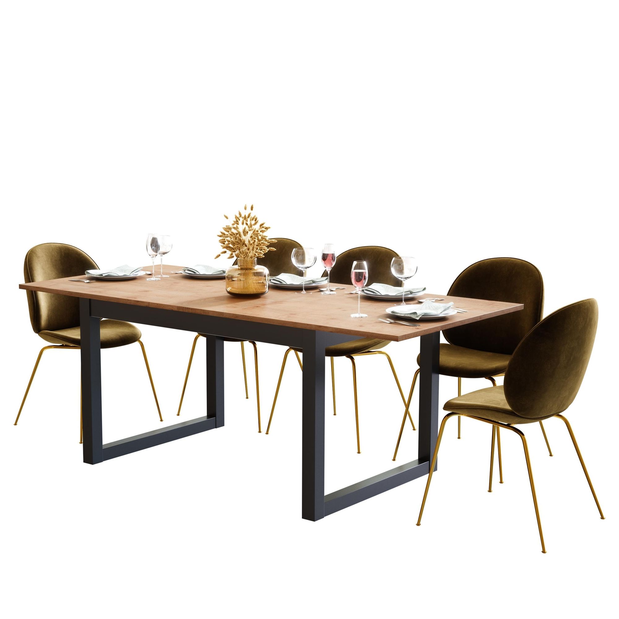 Wildeiche / Anthrazit 160 cm Esstisch