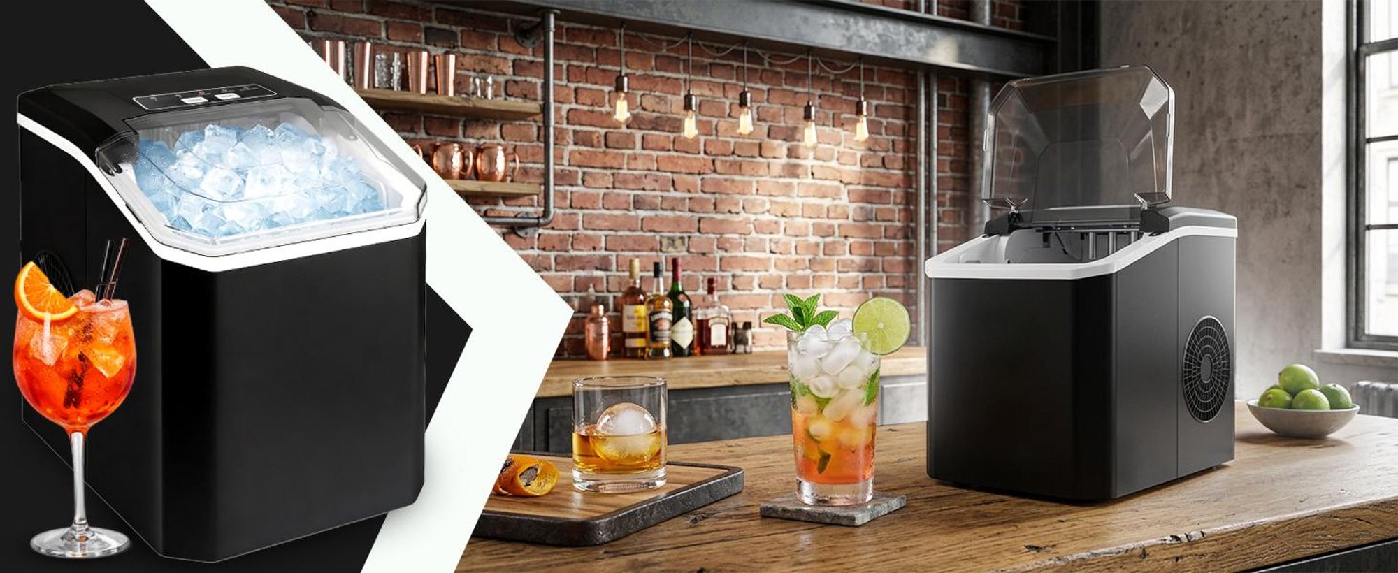Eiswürfelmaschine 12 kg/24h Ice Maker 9 Eiswürfel/6min Selbstreinigung Eiswürfelbereiter mit Selbstreinigung, Tragbare Eiswürfelmaschine 1.5L, Retoo
