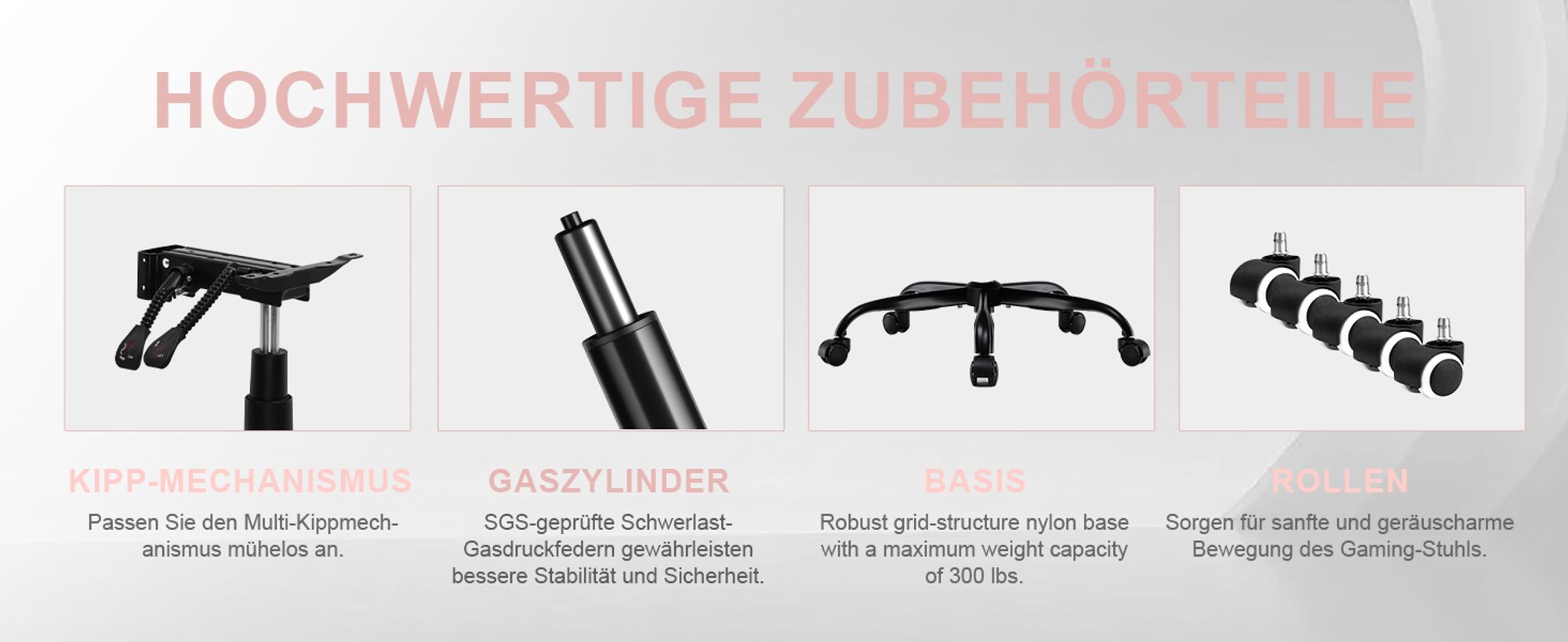GTPLAYER Gaming Stuhl Ergonomischer Gaming Sessel Schreibtischstuhl mit Stoffoberfläche Atmungsaktiver Bürostuhl Federsitzkissen mit Fußstütze Rosa