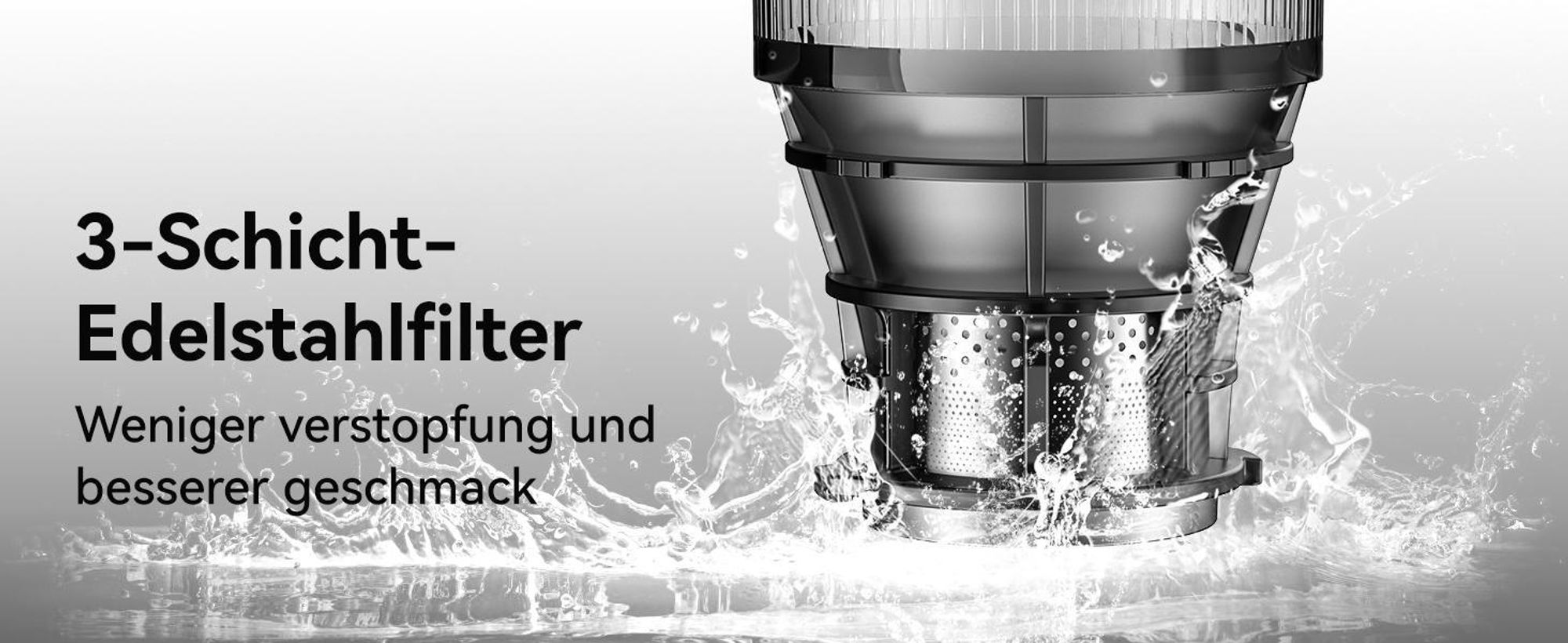 LINKChef SJ-052-EU-BL Entsafter - 250W Leistung 1.8L Kapazität Saftpresse lebensmittelechtes Material 3-Lagiger - Schwarz