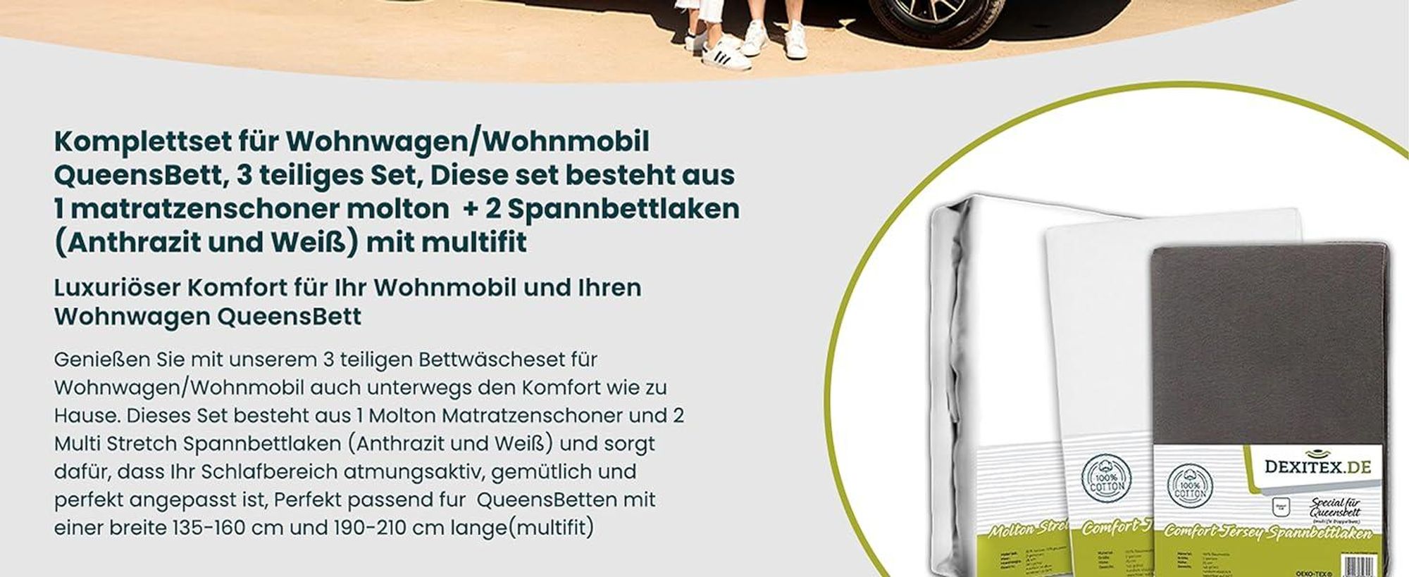 Wohnmobil in der Natur mit Spannbettlaken.