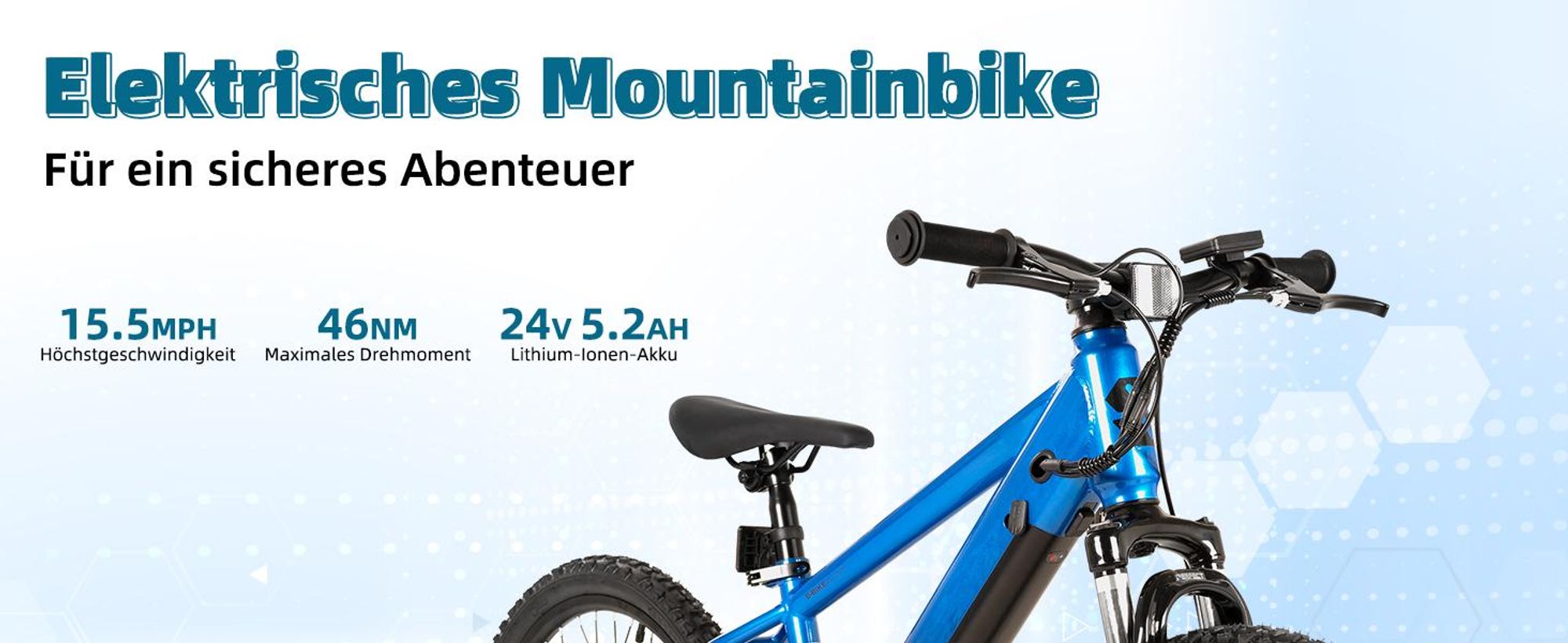JOYSTAR 24‑Zoll Elektro‑Mountainbike für Jugendliche, 24V 5.2Ah Akku, 25 km/h, Federgabel, verstellbarer Sattel, Scheibenbremse
