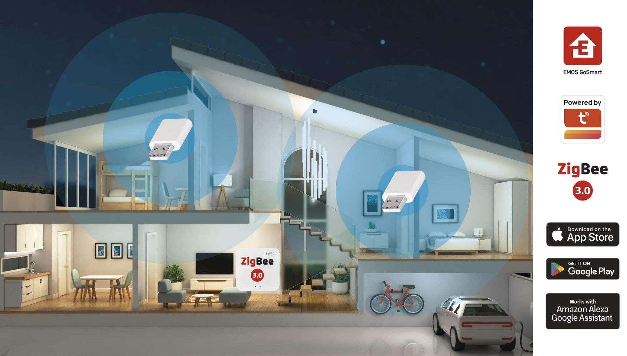 EMOS GoSmart - Zigbee Repeater - USB Signalverstärker für Zigbee Gateway - TUYA, LIDL, Smartlife kompatibel - 2,4 GHz WiFi - USB - weiß, H5022