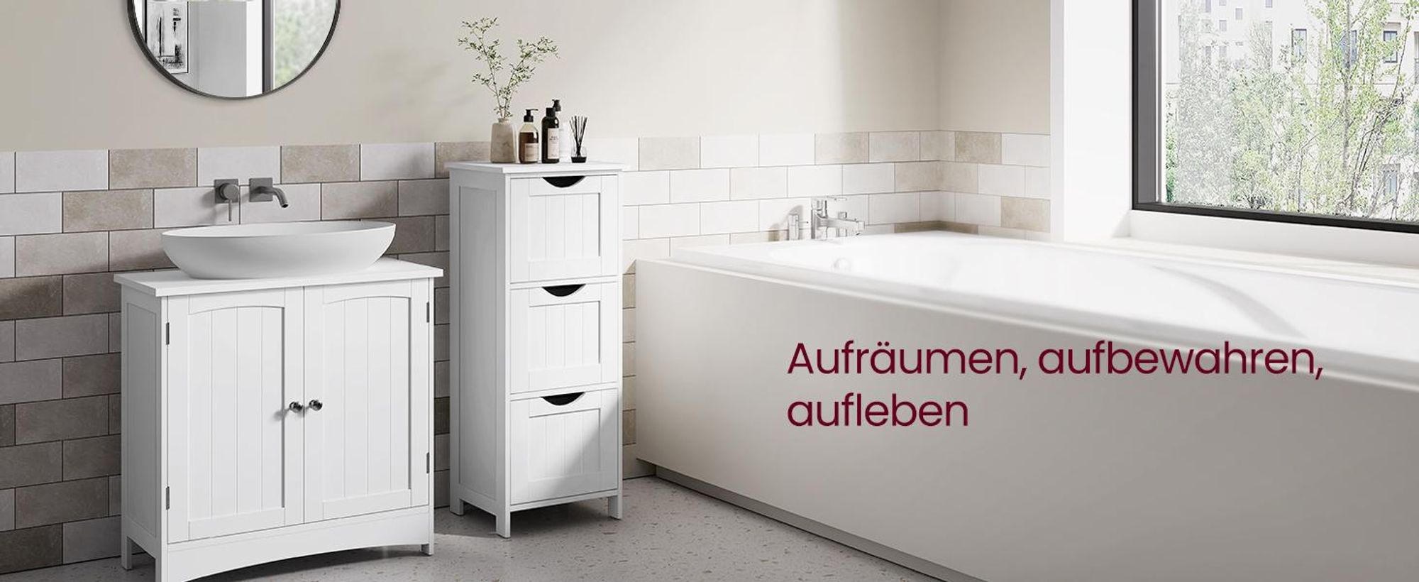 VASAGLE Badezimmerschrank, schmaler Badschrank mit 3 Schubladen, 32 x 30 x 81 cm
