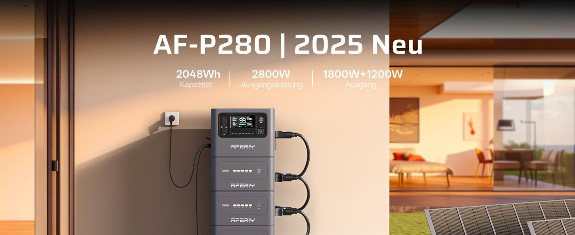 AFERIY Solargenerator P280 Set 2048Wh/2800W, 400W Solar, 1.5h Schnellladung