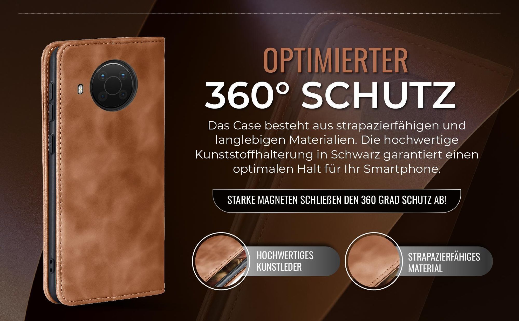 Hellbraune Handyhülle für Nokia X10 / X20 mit 360 Grad Schutz