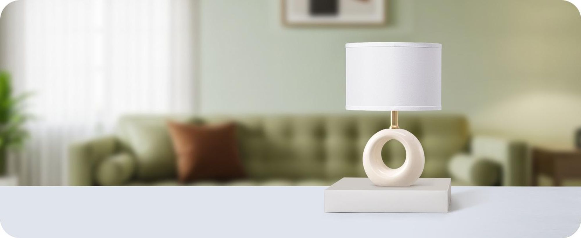 EDISHINE Keramik-Tischlampe, elegante und moderne Nachttischlampe mit Stoffschirm, E14-Leuchtmittel inklusive, 2700K Warmweiß