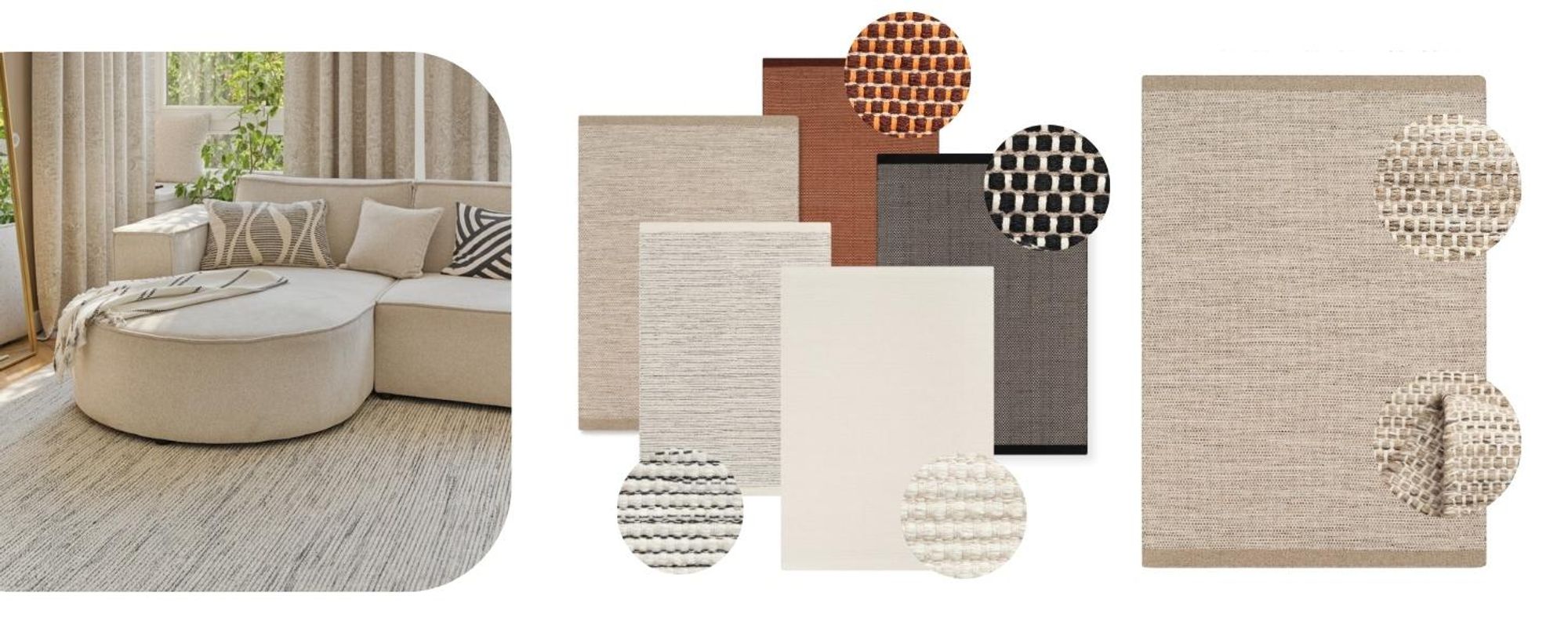 Tapiso HAND MADE Teppich LONI flach, pflegeleicht, Wolle & Baumwolle, modern 200 x 300 cm