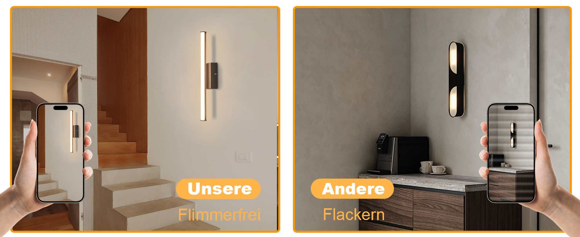 ZMH Wandleuchte Innen Wandlampe LED Modern Wand Lampe Schwarz 6W Wandbeleuchtung Flur Beleuchtung Wellen Design 3000K Warmweiß Licht Wandlicht