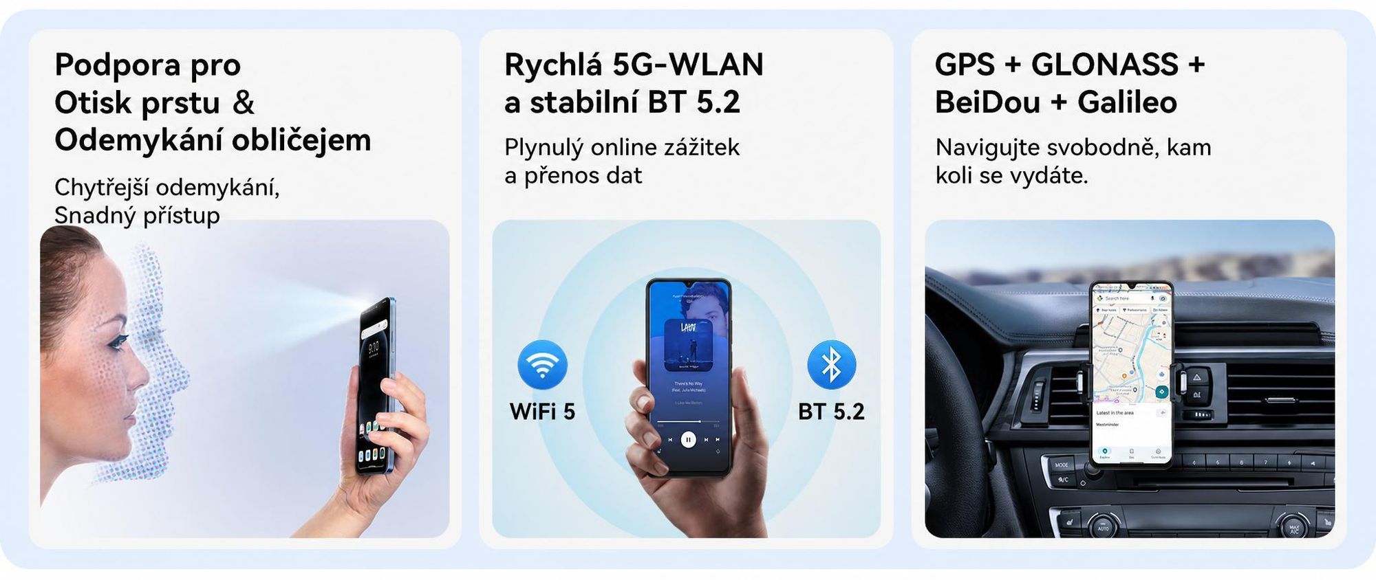 Smartphone Blackview WAVE 10 bez smlouvy, Android 16, 32+128 GB, Dual SIM, 120 Hz, 6,88", 32 MP, živé fotografie, 5000 mAh, Face ID, Wi-Fi 5G, Doke OS 5.0