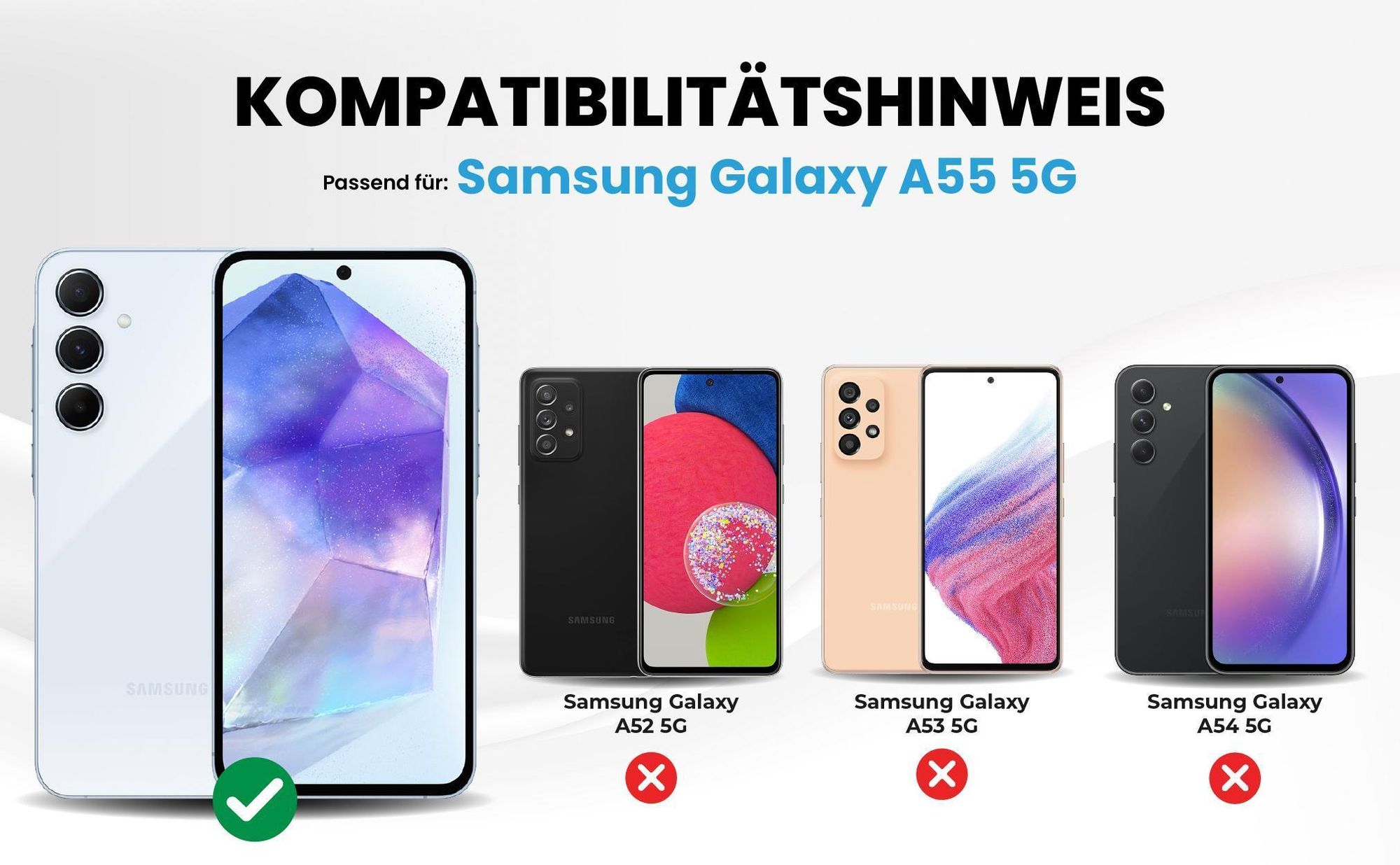 Kompatibilitätshinweise Hülle für Samsung Galaxy A55 5G
