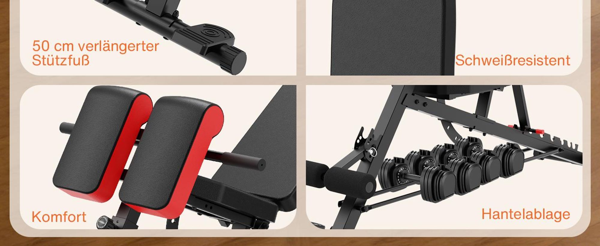 DH FitLife 2026 Premium 6-in-1 Hantelbank Verstellbar, Multifunktionale Trainingsbank, Schrägbank, Flachbank, Rückentrainer, 350kg