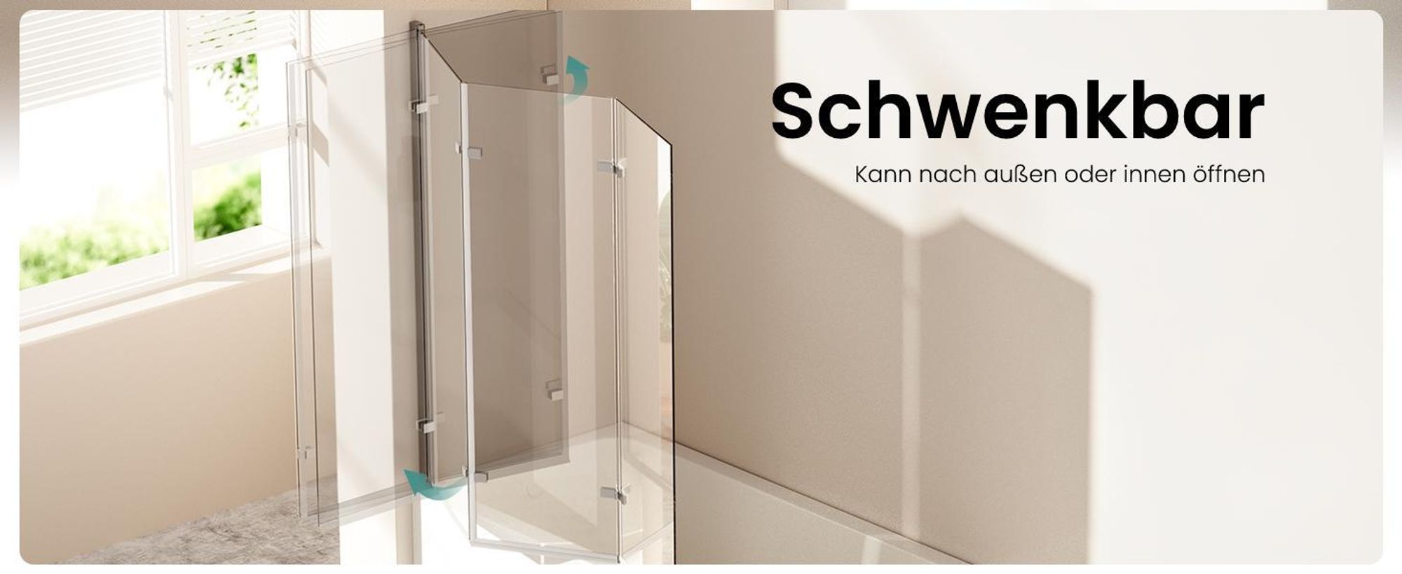 EMKE Duschabtrennungen 130x140cm, 3-teilige faltbare Badewannen-Duschwand mit NANO Easy-Clean-Beschichtung, Faltwand, 6 mm Sicherheitsglas
