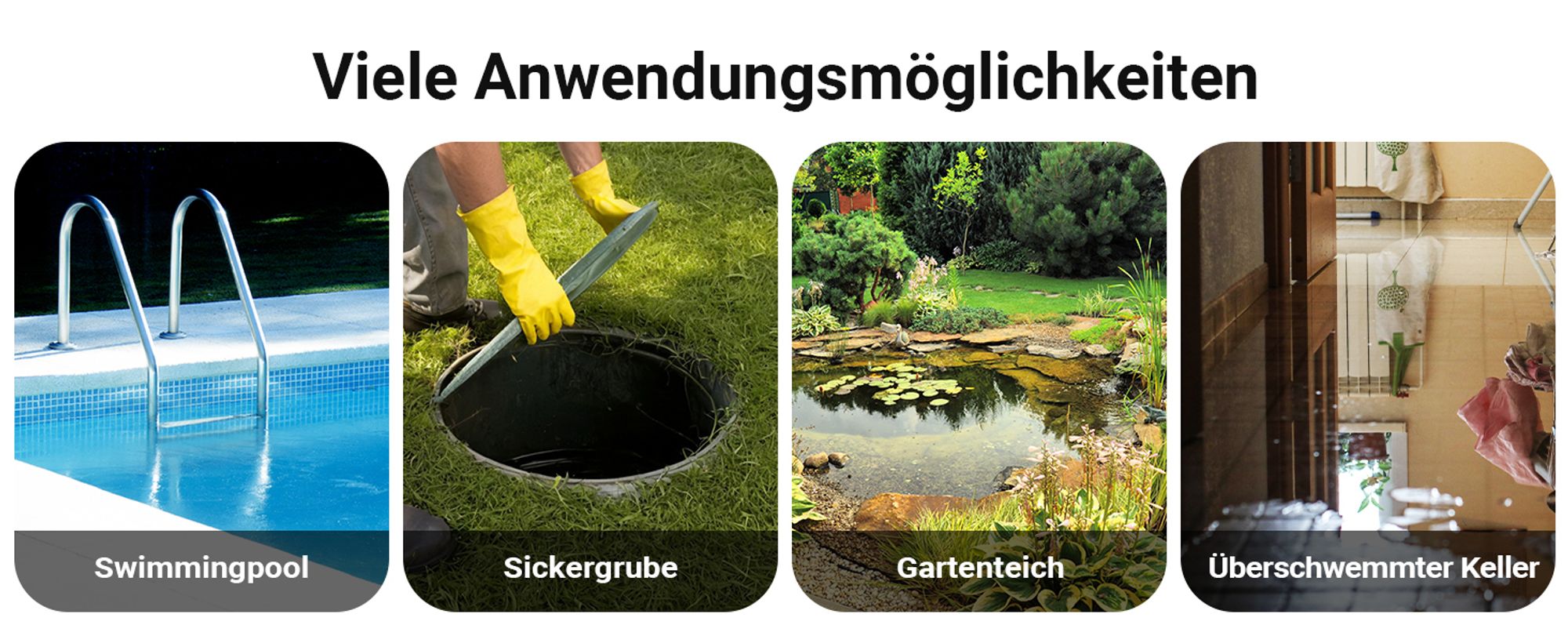 Wiltec Tauchpumpe 400 W, Schmutzwasserpumpe mit max. Fördermenge 7000 l/h, Pumpe zum Absaugen von Wasser max. Förderhöhe 7 m, Flachsaugpumpe für Keller