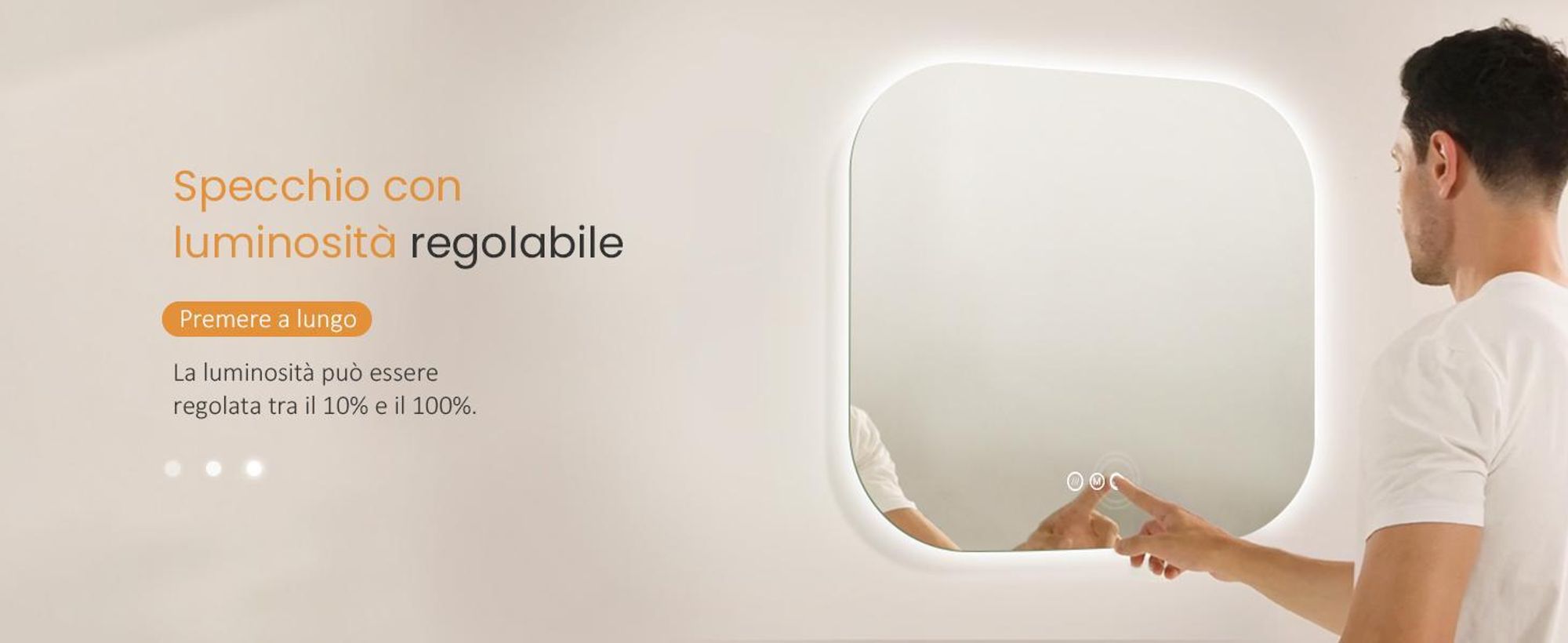 EMKE Specchio da bagno a LED 60 x 60 cm specchio da bagno senza nebbia, specchio da bagno a 3 colori luminosi con interruttore a sfioramento, specchio da parete dimmerabile con funzione di memoria