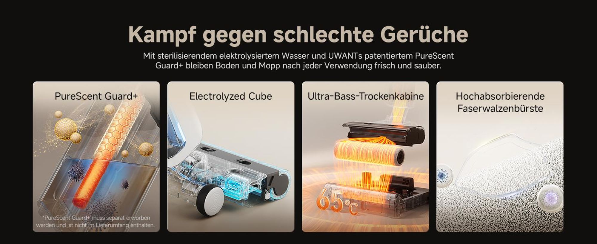 uwant D500 Nass Trockensauger,Abwassertanks-Desodorierung,180° Lay-Flat Saugwischer,17,000 Pa Saugkraft,65°C Leise Heißtrocknung,Selbstreinigend