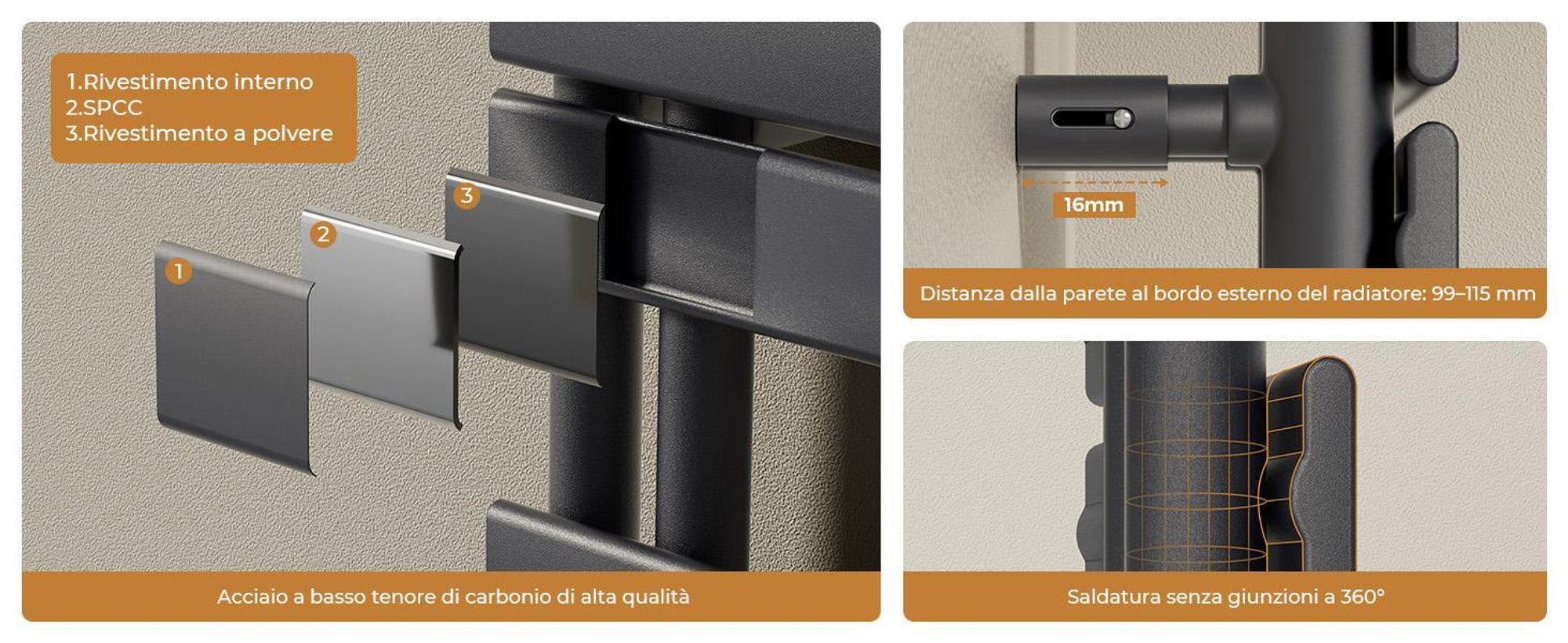 S'AFIELINA 159.9×50cm Scaldasalviette elettrico bagno WiFi, termoarredo con termostato, programmabile,LCD,1000W,asciugamani a basso consumo, Antracite