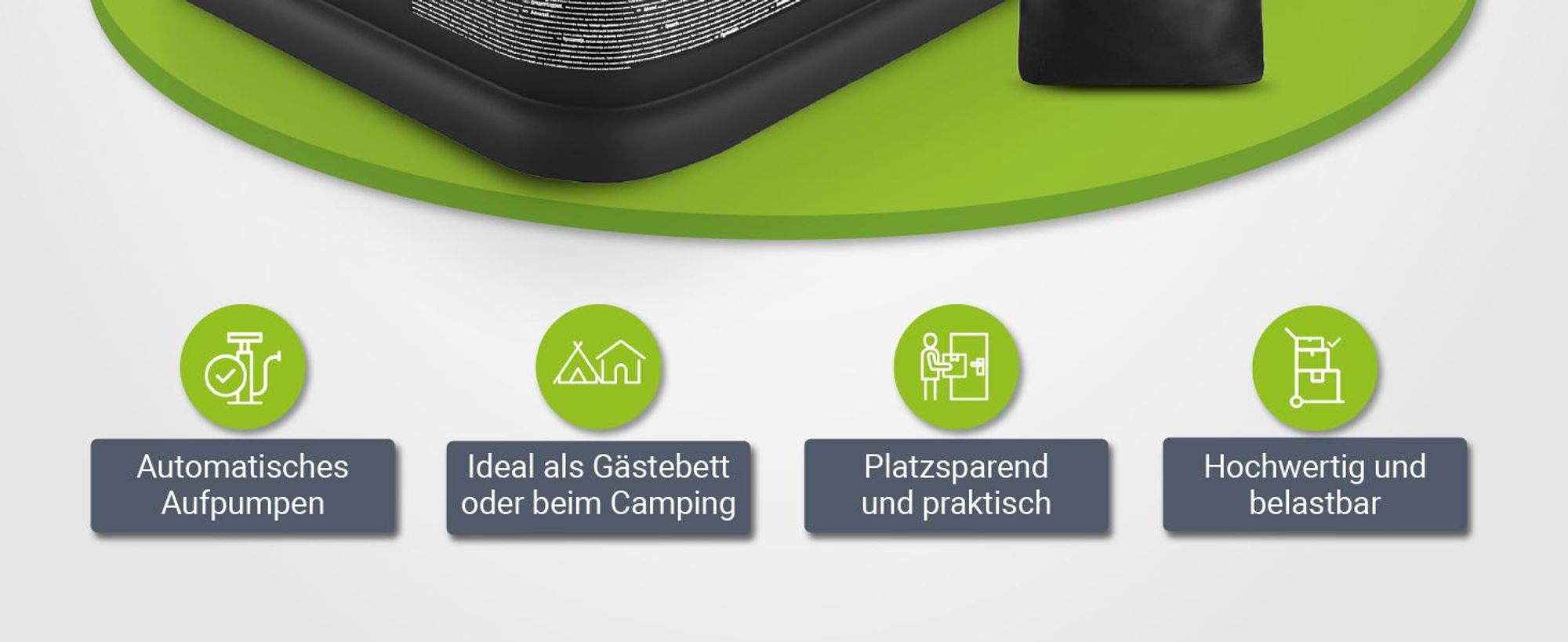 Juskys Luftmatratze Sapri M in Schwarz - 1 Personen Luftbett selbstaufblasend mit Pumpe