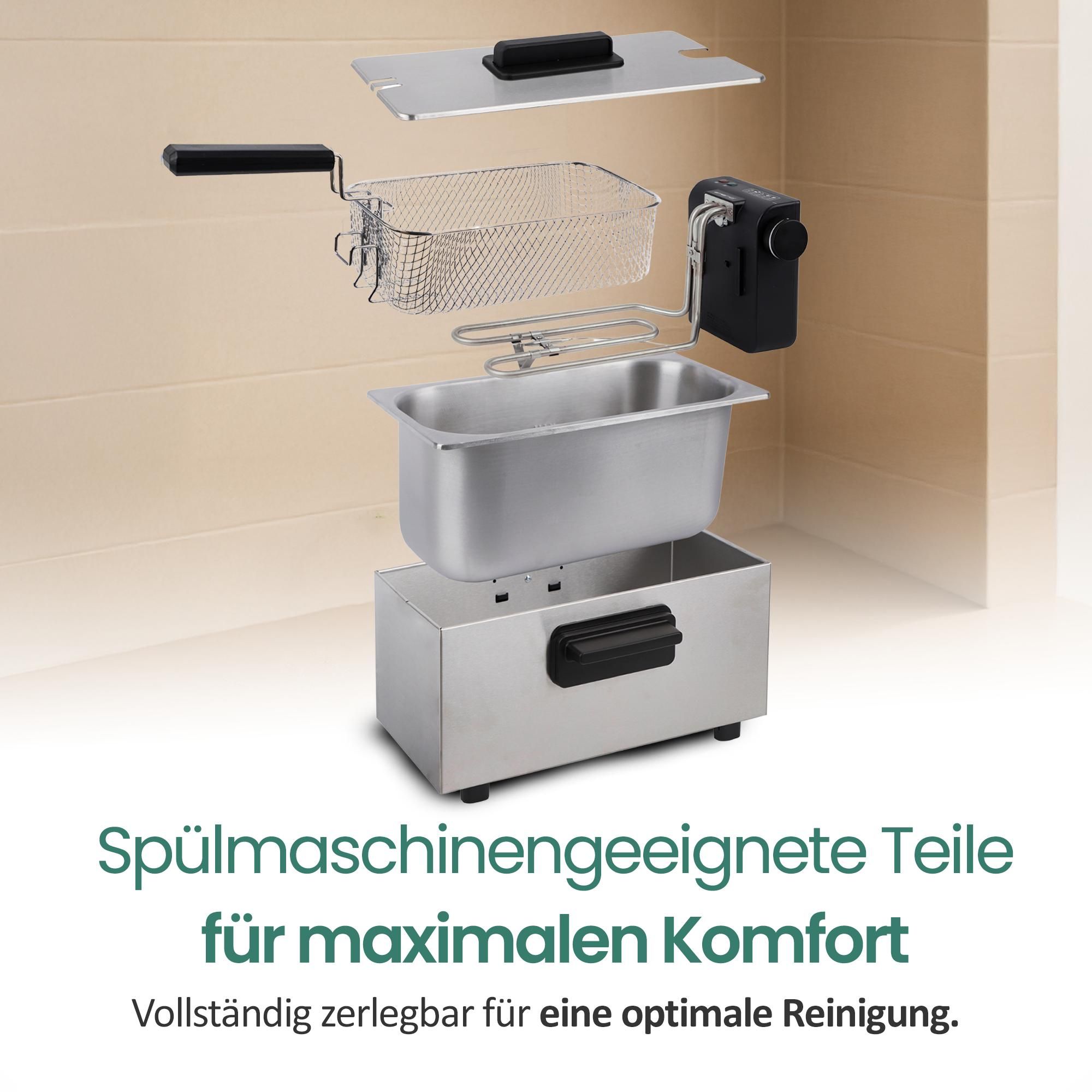 Emerio Fritteuse 3 Liter – einstellbarer Thermostat – Kaltzone – Frittiergerät DF-132653 – Edelstahl - 2000 W