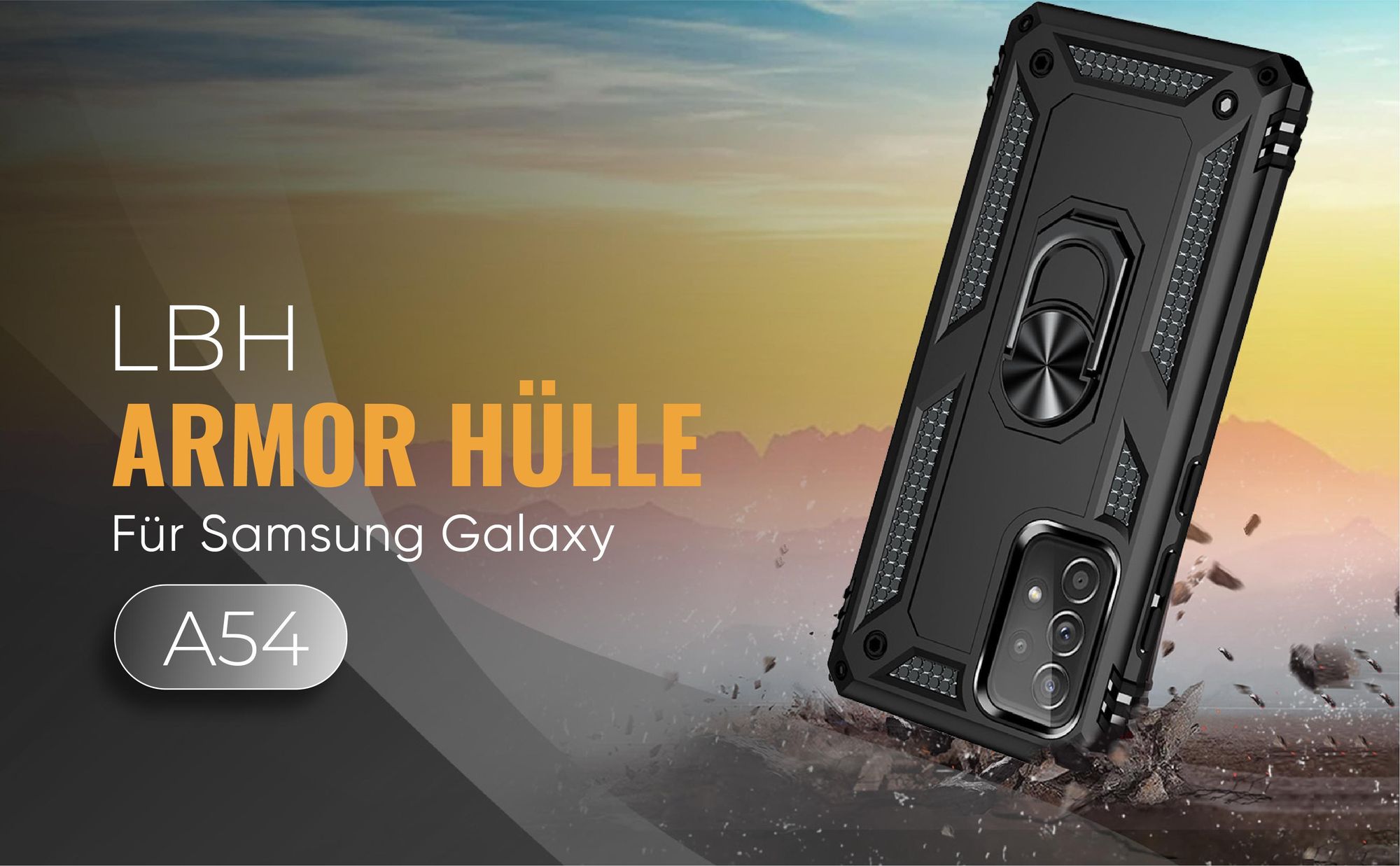 Schwarze Outdoorhülle für Samsung Galaxy A54 5G