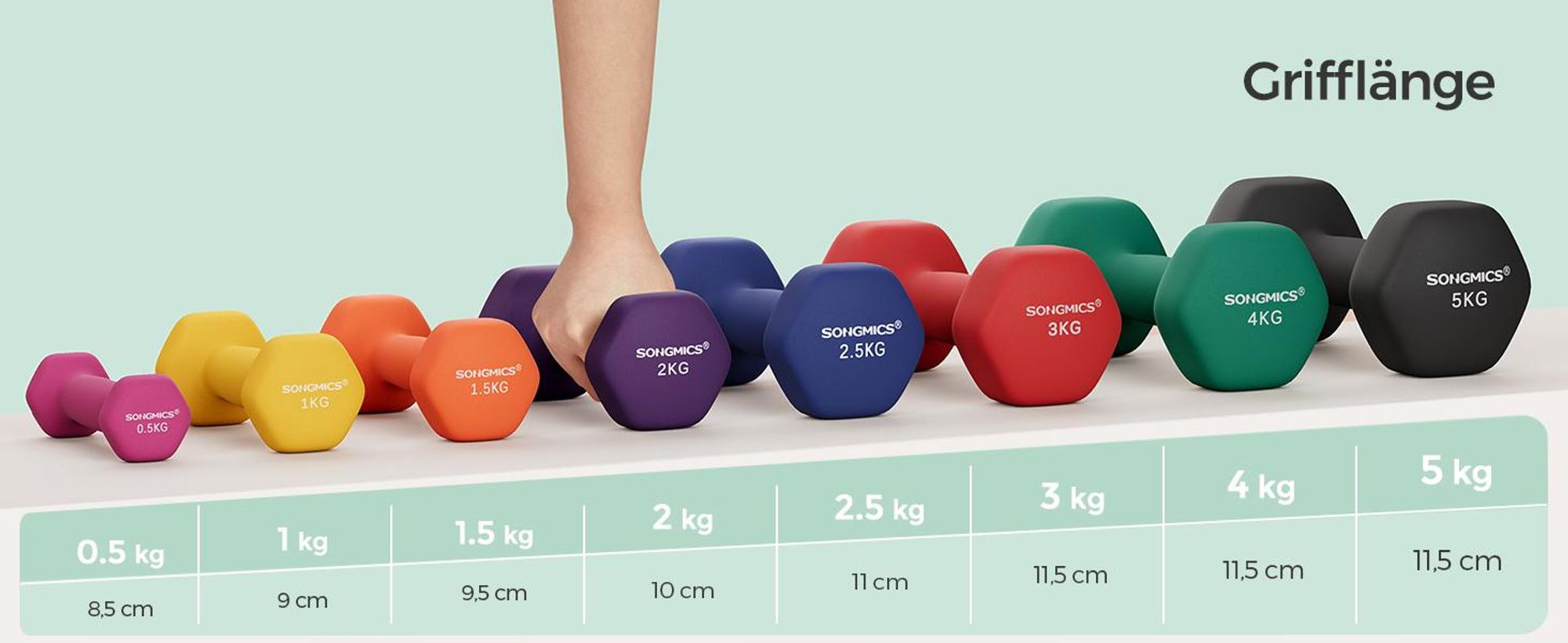 SONGMICS Hantel-Set Kurzhanteln, 2er Set, Krafttraining, zu Hause, Büro