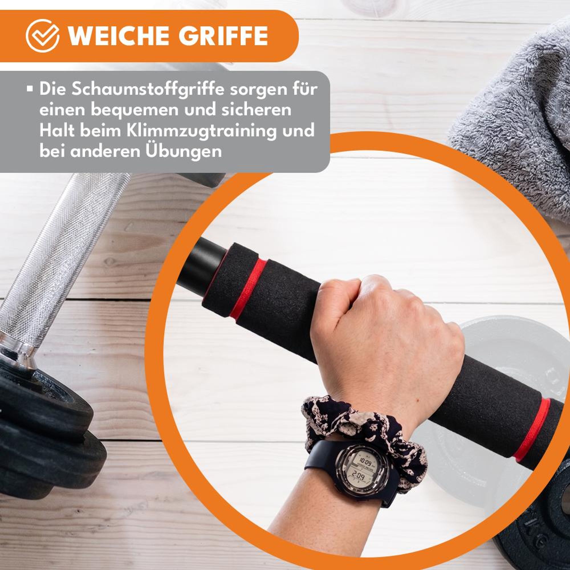 KRUMAD Klimmzugstange für Türrahmen, Pull Up Bar, Türreck ohne Bohren, verstellbar 63–99 cm, Trainingsstange für Home Gym & Fitness