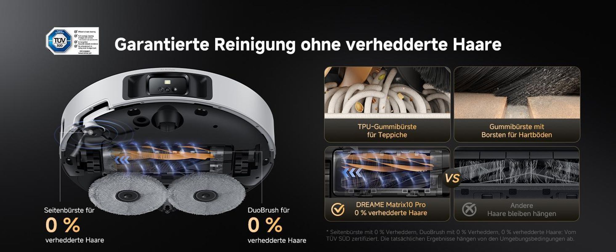 Dreame Matrix 10 Pro Saugroboter mit Wischfunktion,30KPa Saugleistung,AI RGB,3D Laser,100°C Selbstreinigung,0-Tangle System,Mop-Wechselstation,Weiß