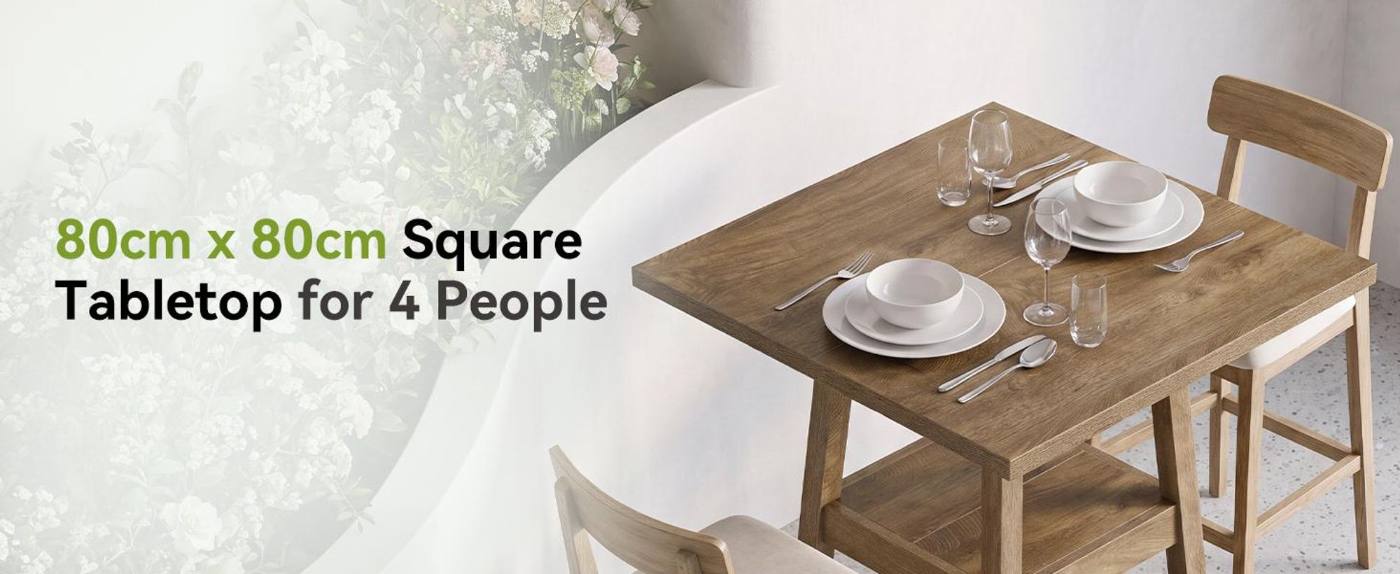 90 cm hoher quadratischer Bartisch mit zweistufigen Ablagefächern – Hoher Bartisch für 2–4 Personen, Cocktailtische im Landhausstil (nur Tisch)