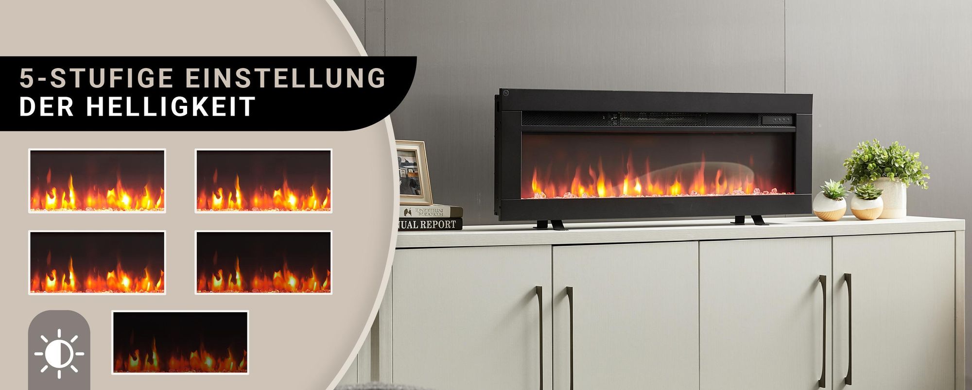 BALDERIA Agnes 36 - Stand-, Wand- oder Einbaukamin - Schwarz