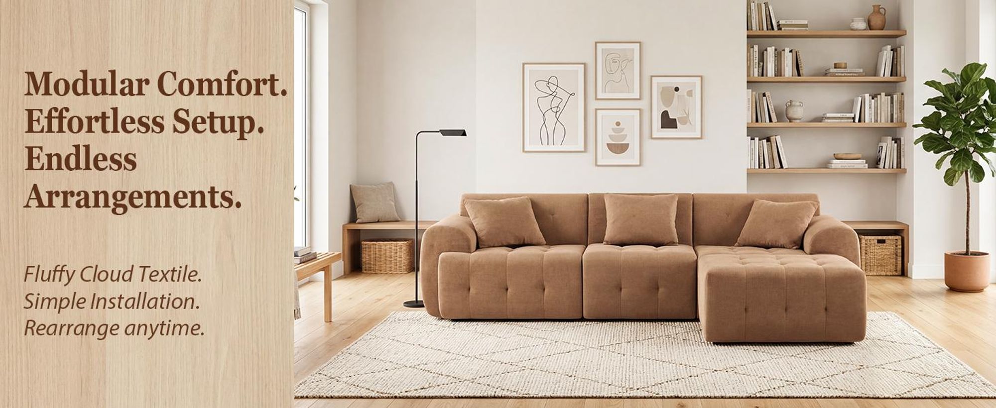 Divano ad angolo COMHOMA, 245 x 60 x 40 cm, divano modulare con funzione letto, divano letto, divano a L per soggiorno, imballato sottovuoto, combinabile in modo flessibile
