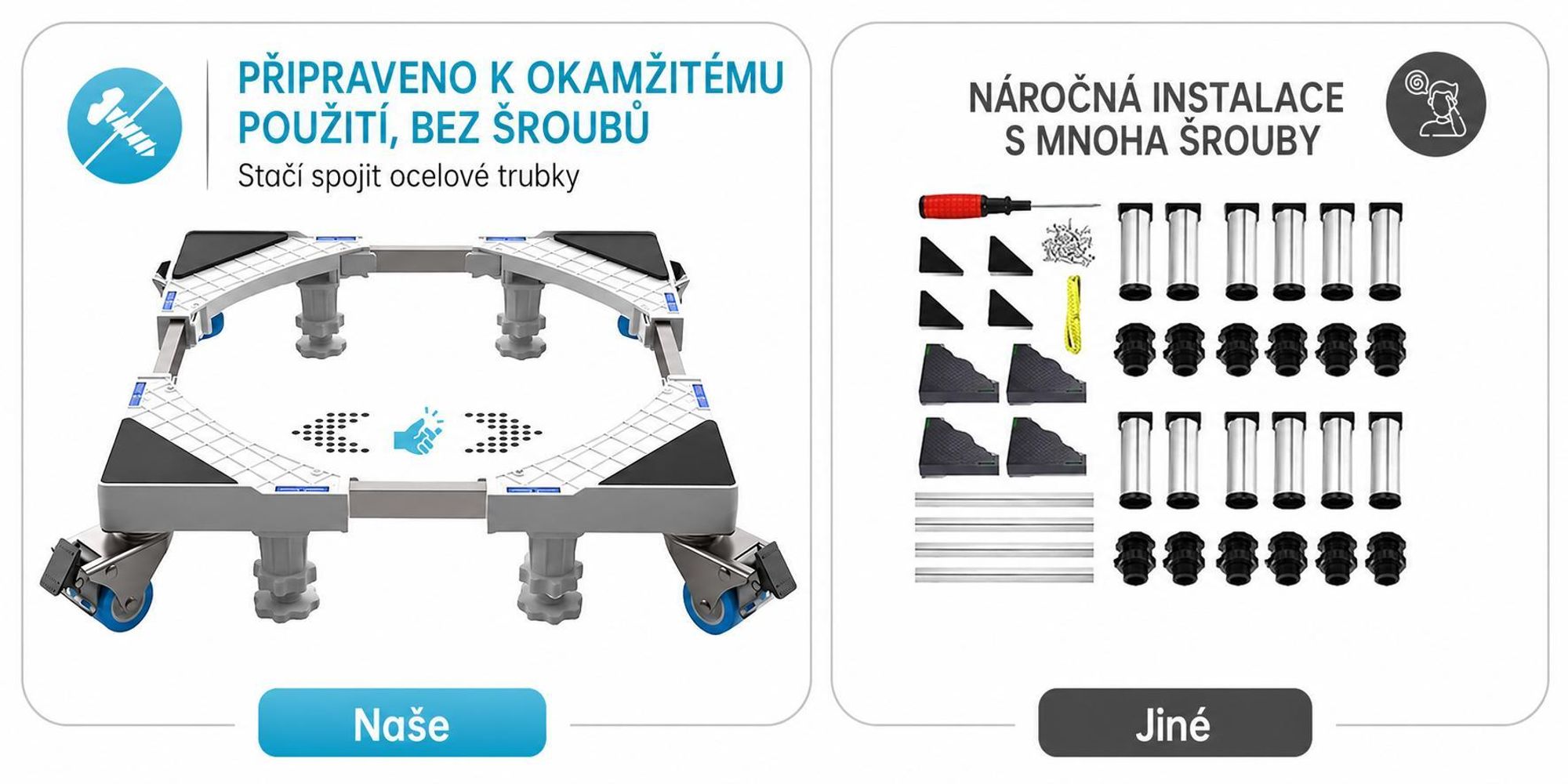 Podstavec pro pračku Olvy s kolečky, podstavec pro pračku, podstavec pro pračku 300kg, sušička na lednici