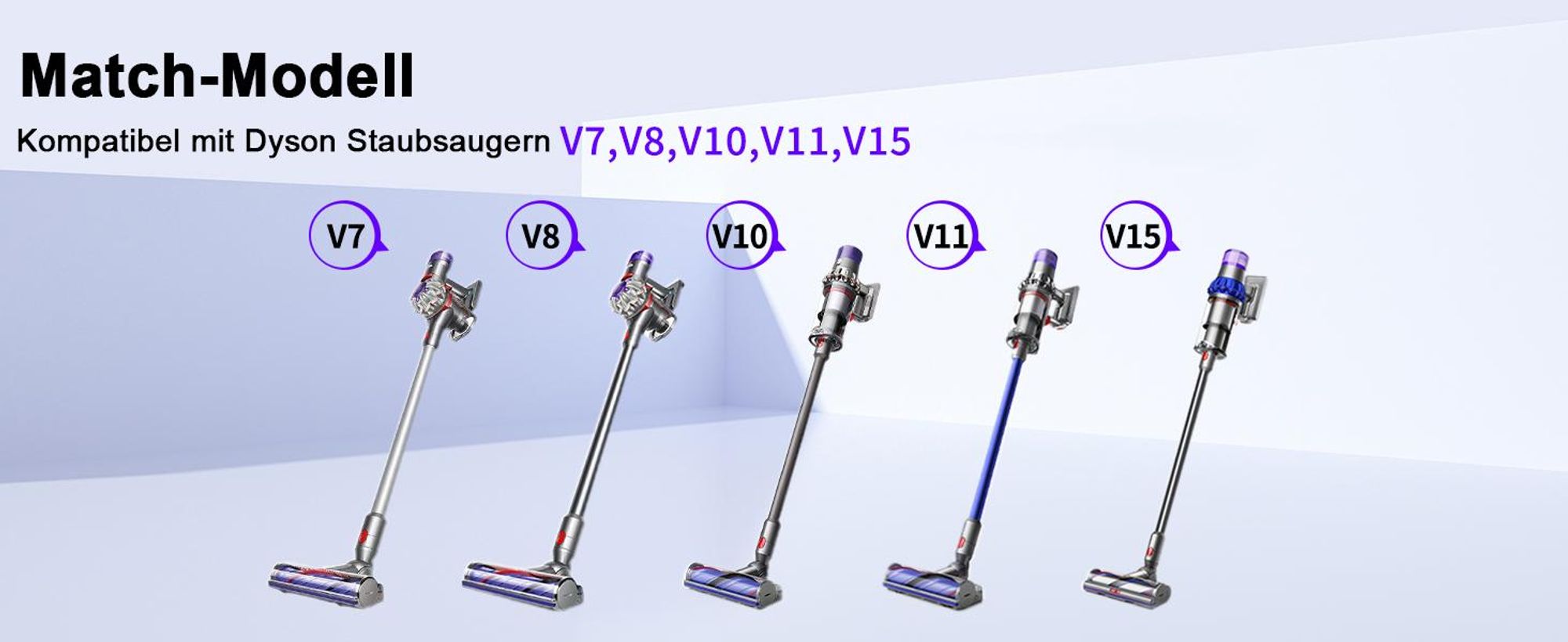 Bürste Kompatibel mit Dyson V7 V8 V10 V11 V15 Staubsauger, Bodenbürste Zubehör mit Direktantrieb Weiche-Reinigungsbürste, für kabellosen Staubsauger