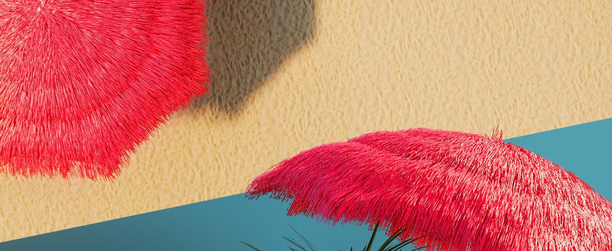 KINGSLEEVE® Sonnenschirm Hawaii Ø160cm Neigbar Höhenverstellbar UV Schutz 30+ Groß Rund Balkon Strand Strohschirm Strandschirm Bast Hawaiischirm Rot