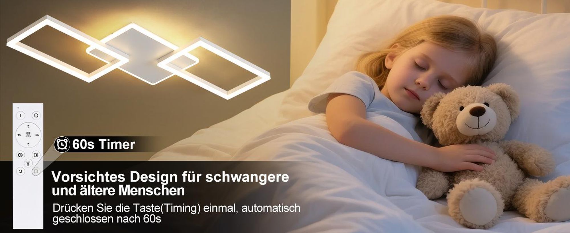 ZMH LED Deckenleuchte Deckenlampe 80CM Wohnzimmer Dimmbar mit Fernbedienung 63W Weiß Schlafzimmerlampe für Schlafzimmer Küche Esszimmer Büro