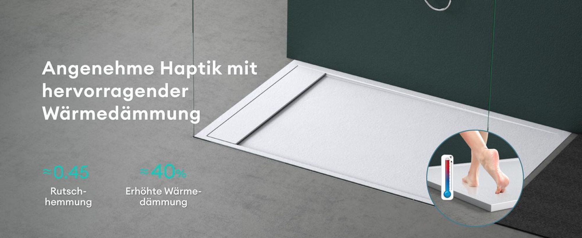 Mai & Mai Duschwanne 80x160x3cm Duschtasse aus Mineralguss Mineralgusswann Weiß Matt Rechteckig DIN-Anschlüsse Geoma10