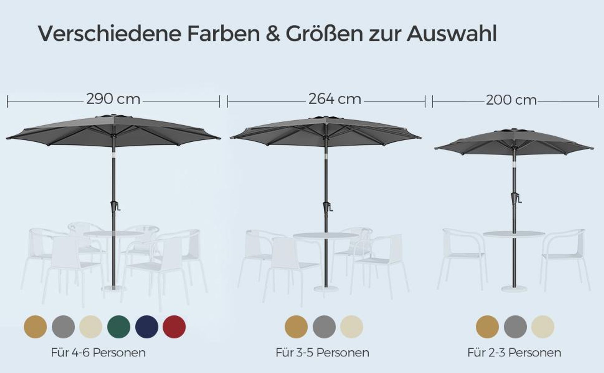 SONGMICS Sonnenschirm ampelschirm Ø300 cm UPF 50+ beidseitig um 30° knickbar