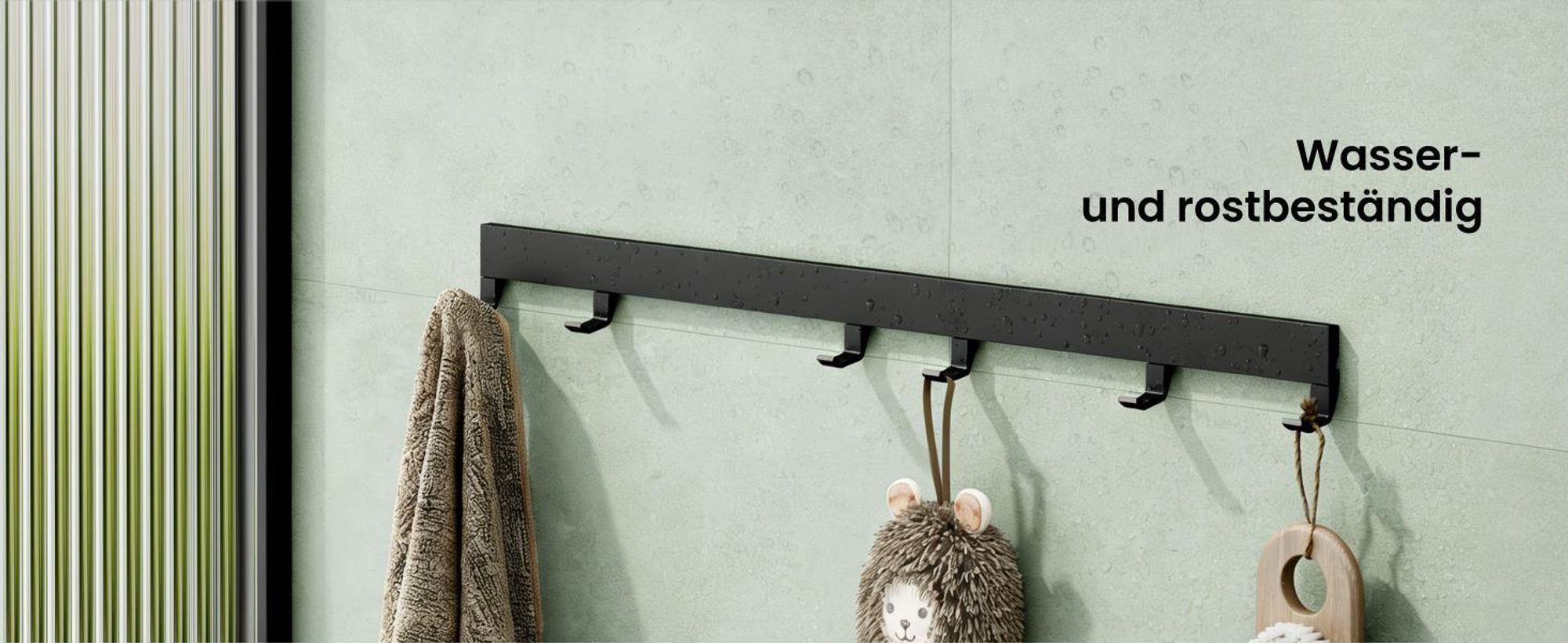 Mai & Mai Garderobenleiste mit 6 verstellbaren Haken, Kleiderhaken aus Aluminium, Wandgarderobe Garderobenhaken 60cm Matt weiß Stalo-10