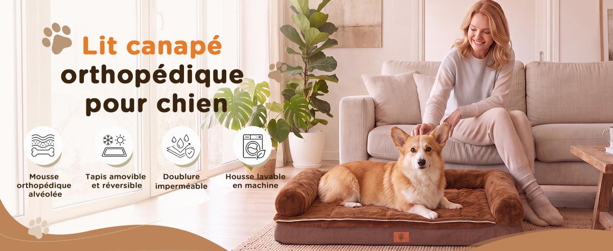 GTPLAYER – Lit pour chien, 75x50x15 cm, mousse à cellules ouvertes pour un confort optimal, imperméable et lavable, avec tapis de refroidissement/chauffage 2 en 1